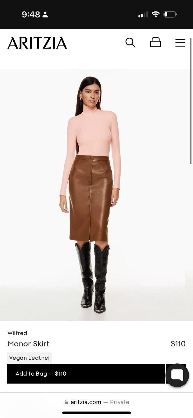 ARITZIA Manor Skirt Black