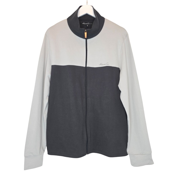 KENNETH COLE NY Gray Colorblock Zip Cotton Jacket Stand Collar Men Medium Sporty