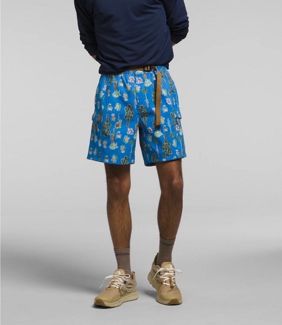 The North Face Class V Belted Trunk zippered cargo pockets blue cactus print NWT