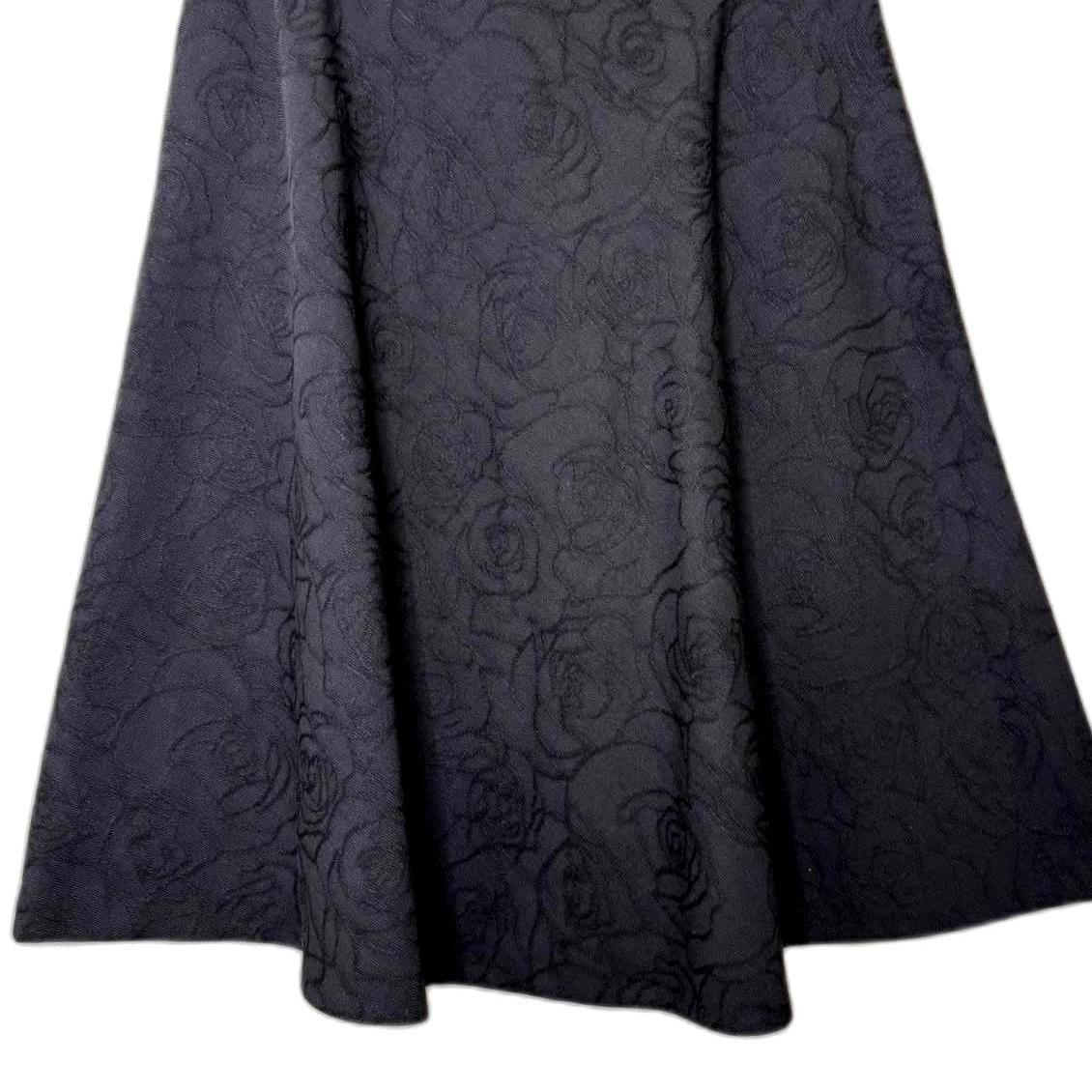 Brooks Brothers Black BROCADE roses high Rise A-line Knee Length classy Skirt 8