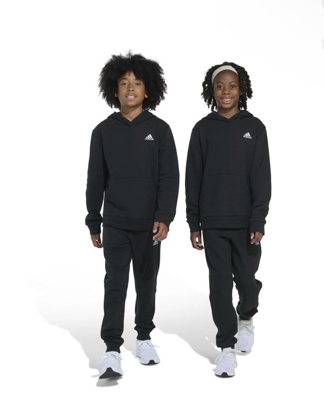 adidas Big Kids Minimal Logo Fleece Pullover hoodie and pants set