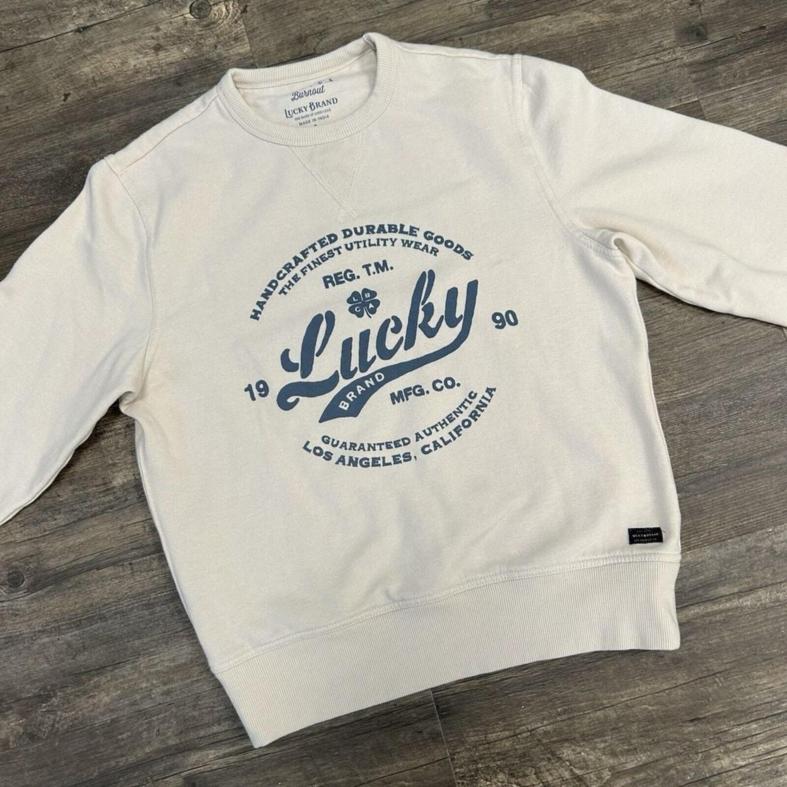 Lucky Brand Venice Burnout Sweatshirt Pullover Women Size Small Spellout (596)