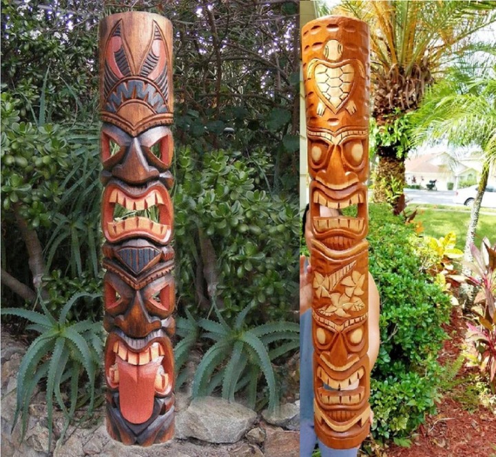 Tiki Mask Set Pineapple Tiki Hawaiian Mask Tribal Mask Arts Craft Wall Art Wood