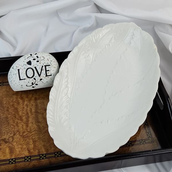 Williams Sonoma White Leaf Print Italian Serving Platter