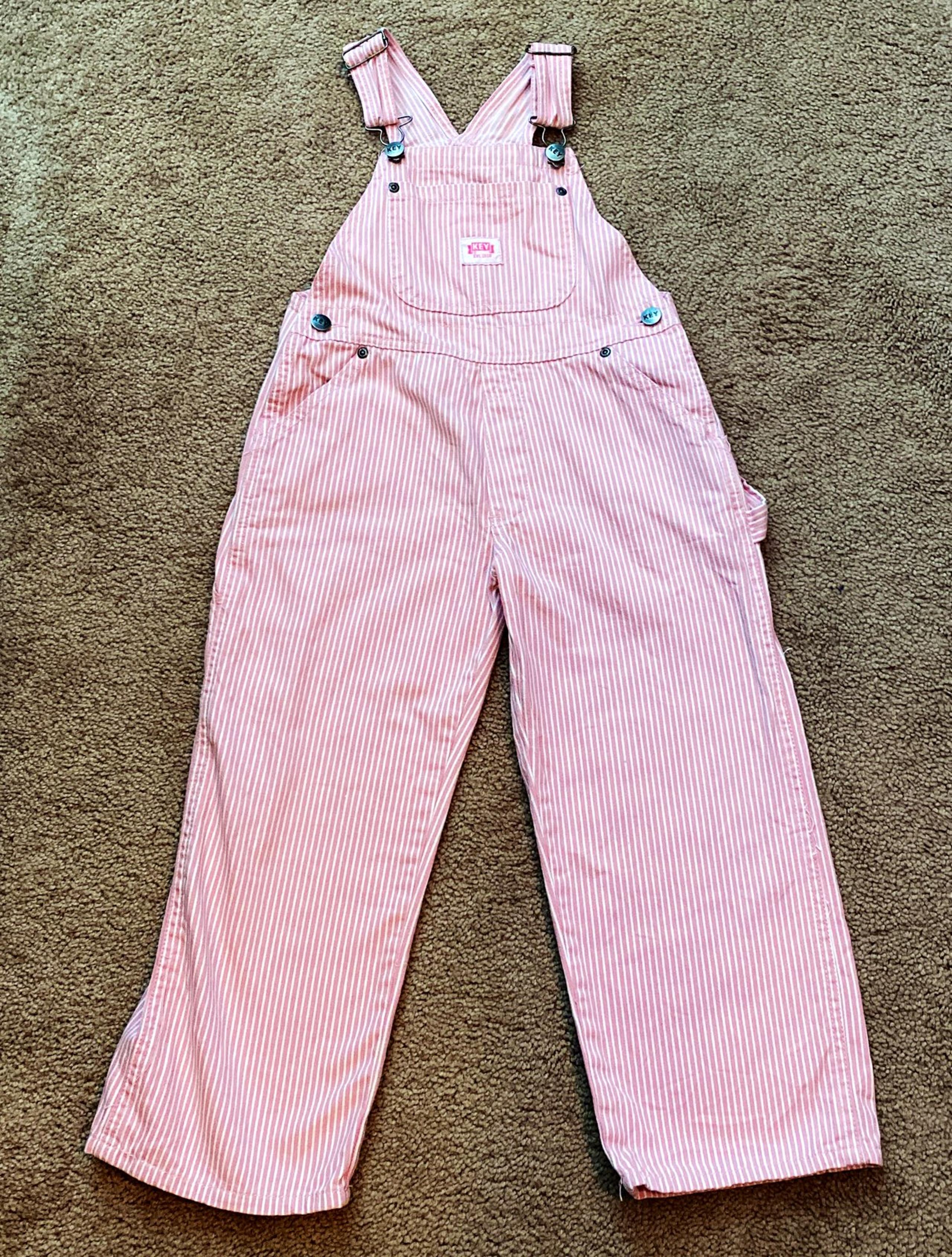 Pink and White Girls Overalls