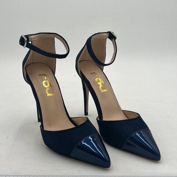 FSJ Women Stiletto High Heels D'Orsay Pumps Pointed Closed Point Toe Ankle Strap