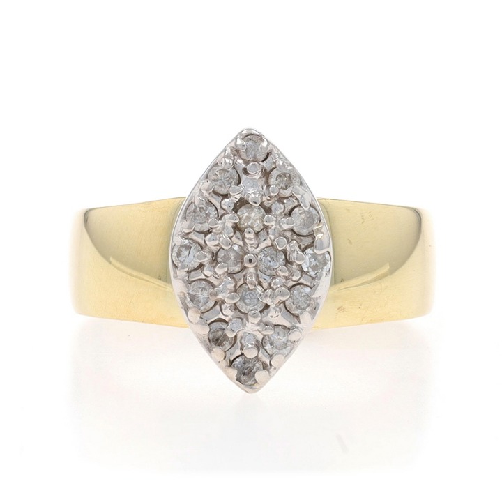 Yellow Gold Diamond Cluster Ring - 10k Round Brilliant .25ctw Engagement V3901