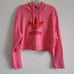 ADIDAS ORIGINALS Hoodie Sweatshirt Cropped Velvet Trefoil Logo Size Large Pink