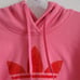 ADIDAS ORIGINALS Hoodie Sweatshirt Cropped Velvet Trefoil Logo Size Large Pink