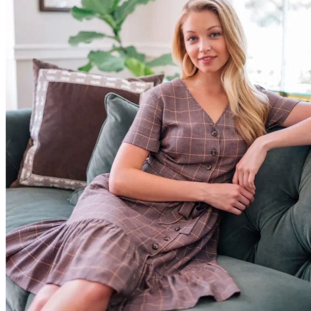NWT Plaid Brown Gal Meets Glam Emerson Dress 4