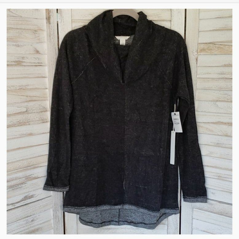 Caslon Dark Gray Tunic Cowl Neck Sweater