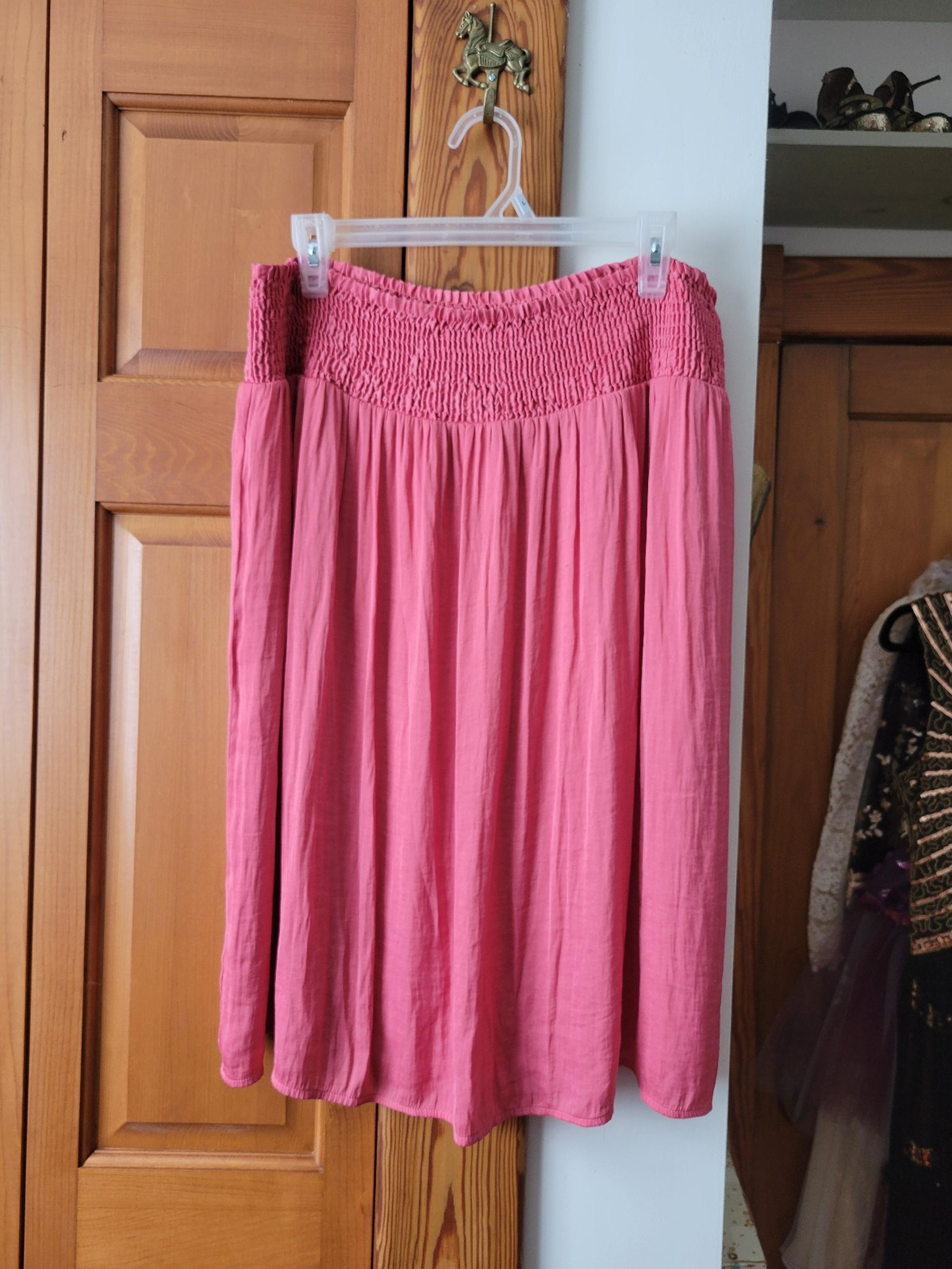 Liz Claiborne Career Coral Pink Midi Silky skirt Large