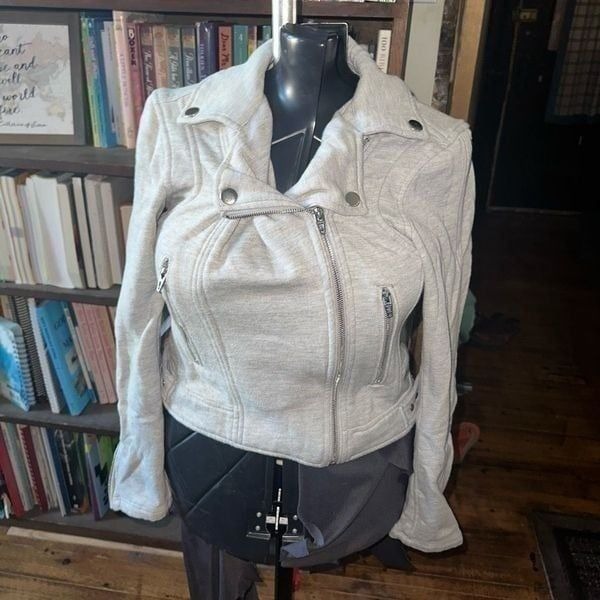 Blank NYC gray knit S moto Bikercore minimalist jacket