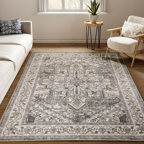 NEW Area Rugs Machine Washable for Living Room , Large 5x7 Vintage Non-Slip