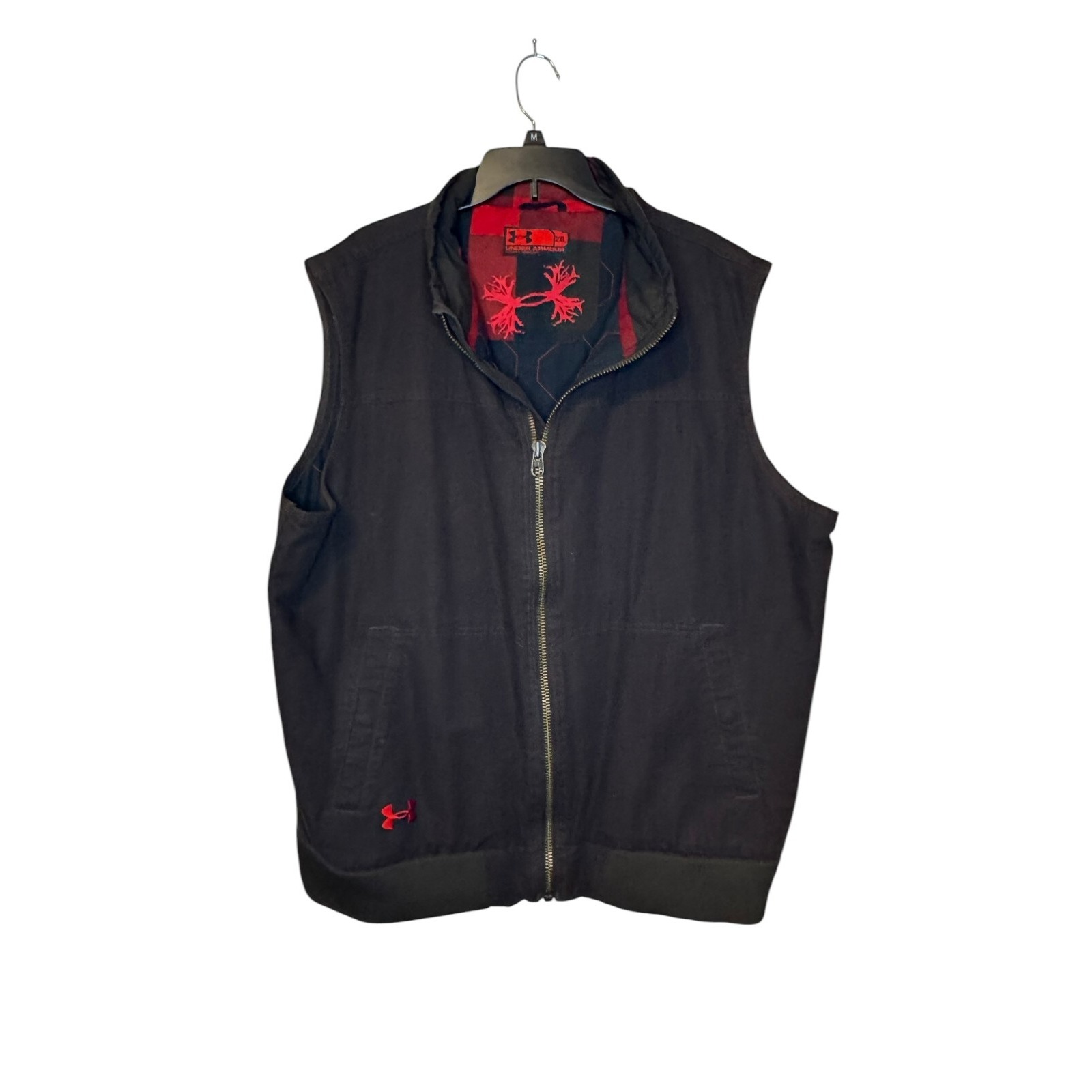 Under Armour Men Vest Vtg Full Zip Canvas Lined Camo Hunting Quilted Lining 2XL