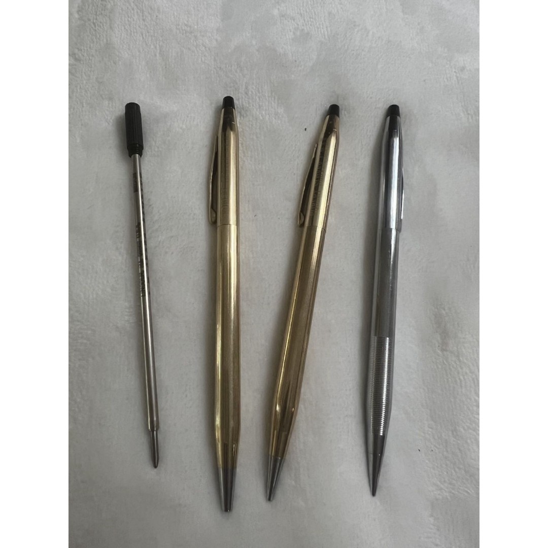 Set of 4 Cross Pens Includes Two Gold Pens, One Silver Pen and One Refill