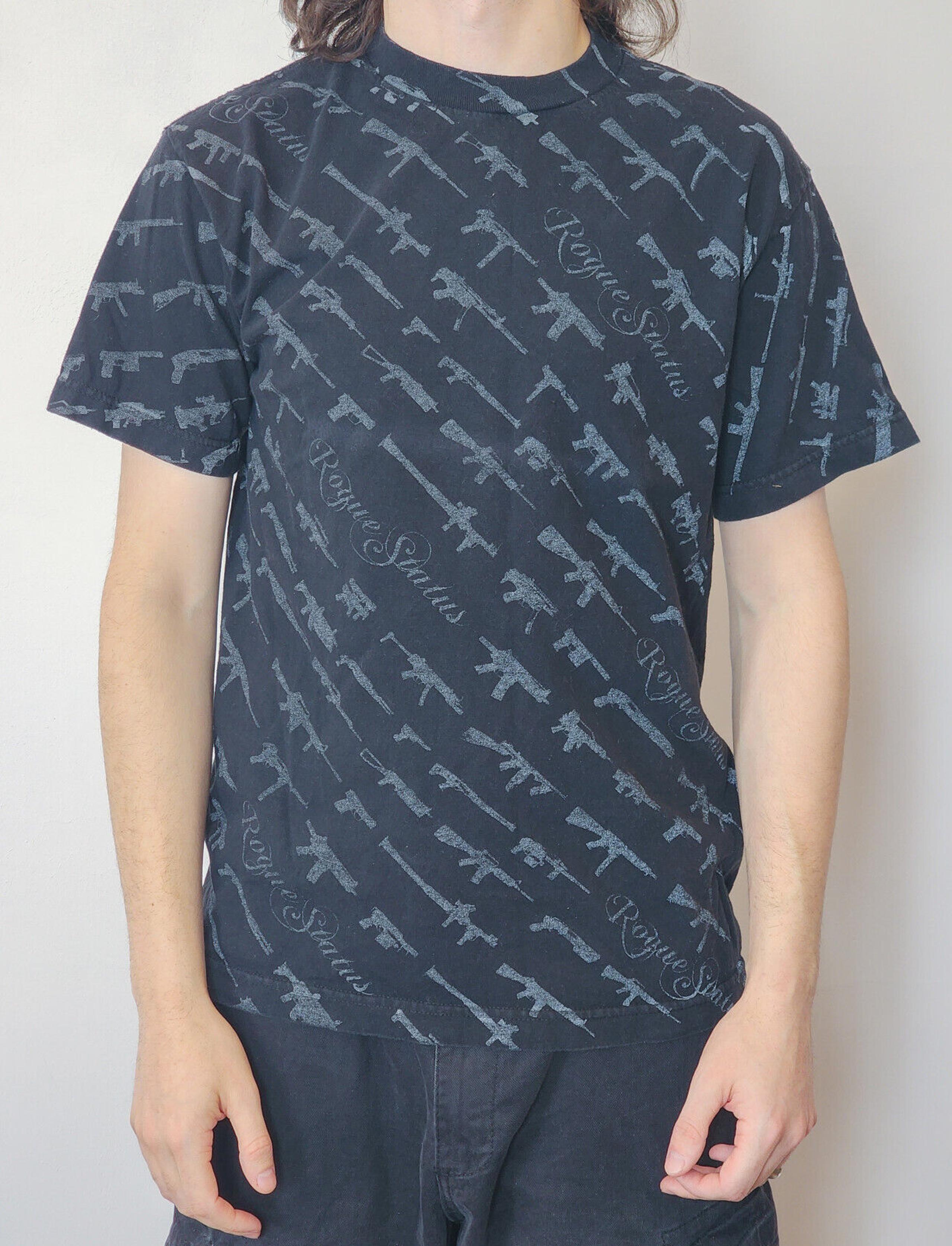 Rogue Status Gun Show T Shirt Rob Dyrdek Retro Skate Shirt Black Reflective Med