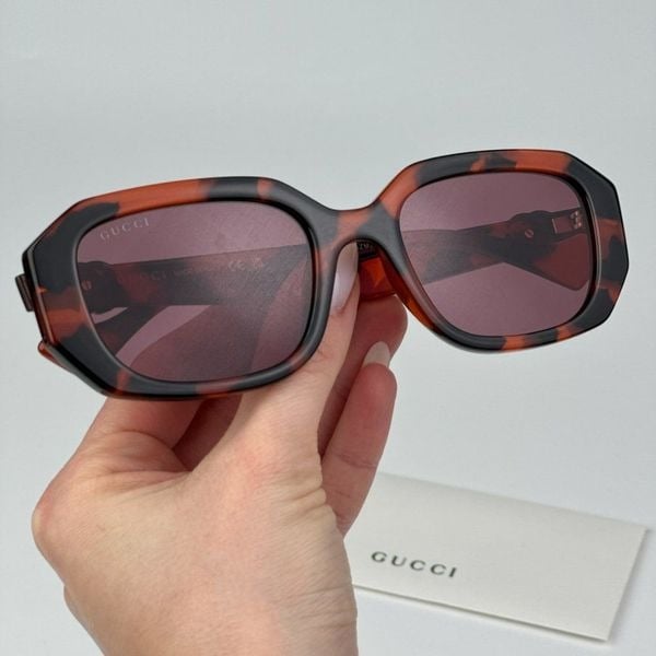 Gucci GG1535S 005 BRAND NEW Sunglasses Orange Havana Violet Unisex Geometric