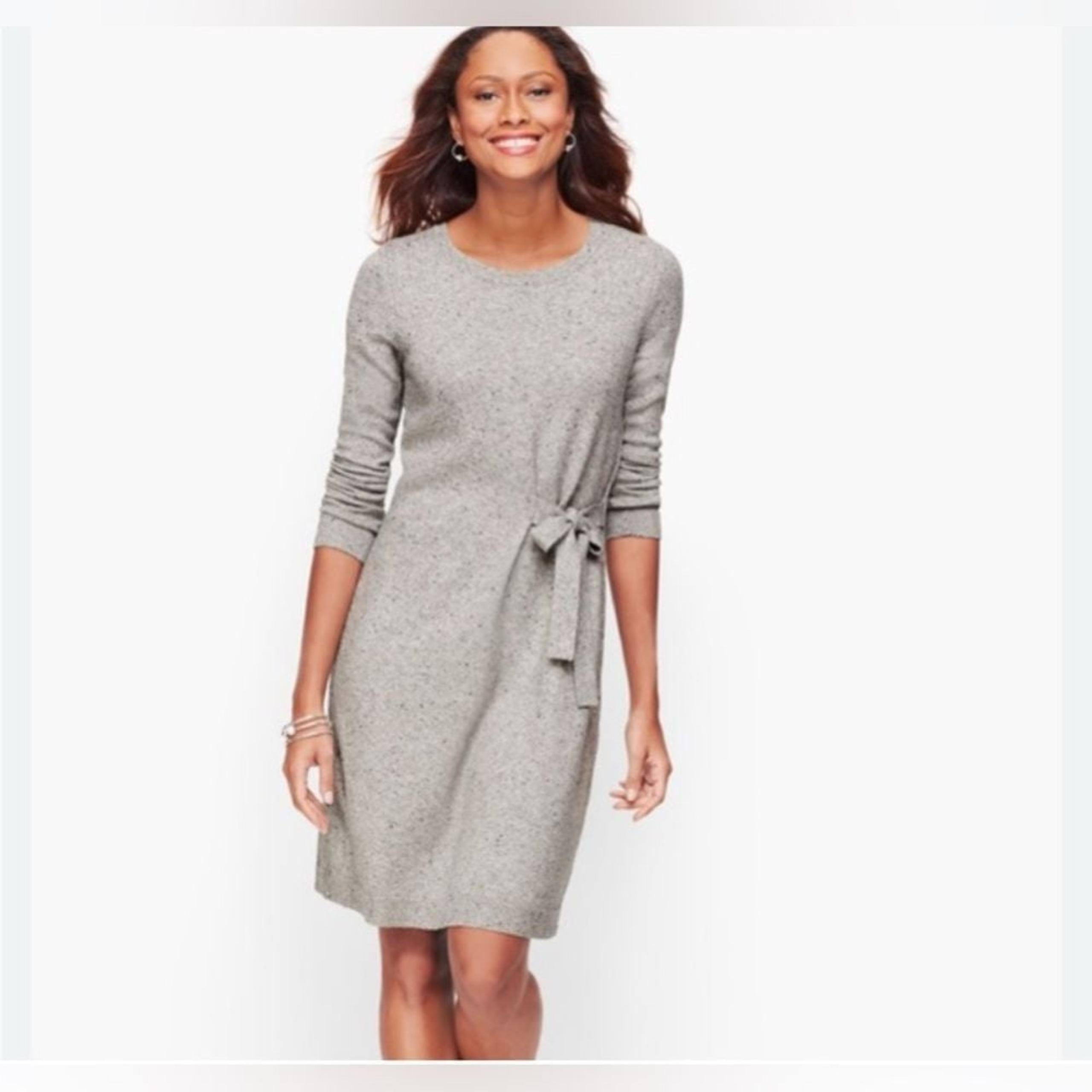 Womens Talbots Crewneck Tie Up Confetti Longsleeve Sweater Dress