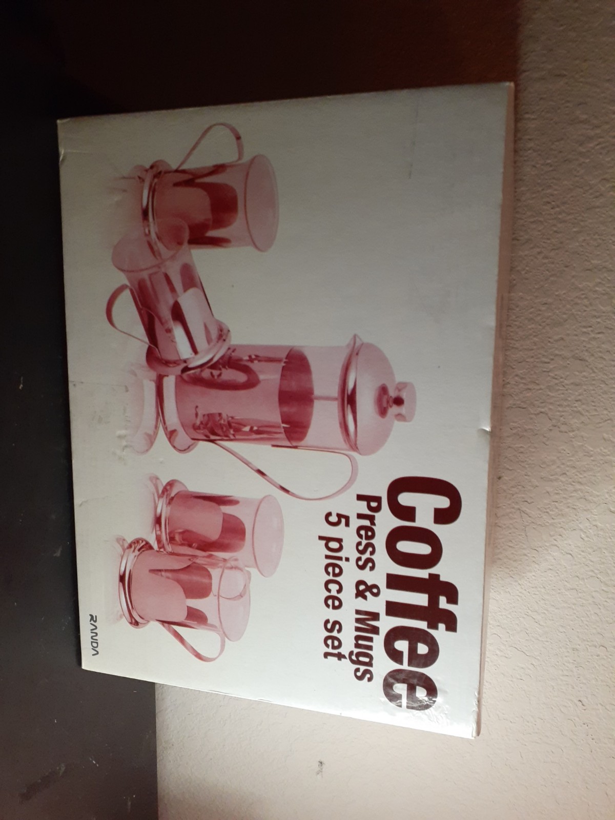 NEW IN BOX RANDA French Coffee Press with Mugs 5pcs Set.