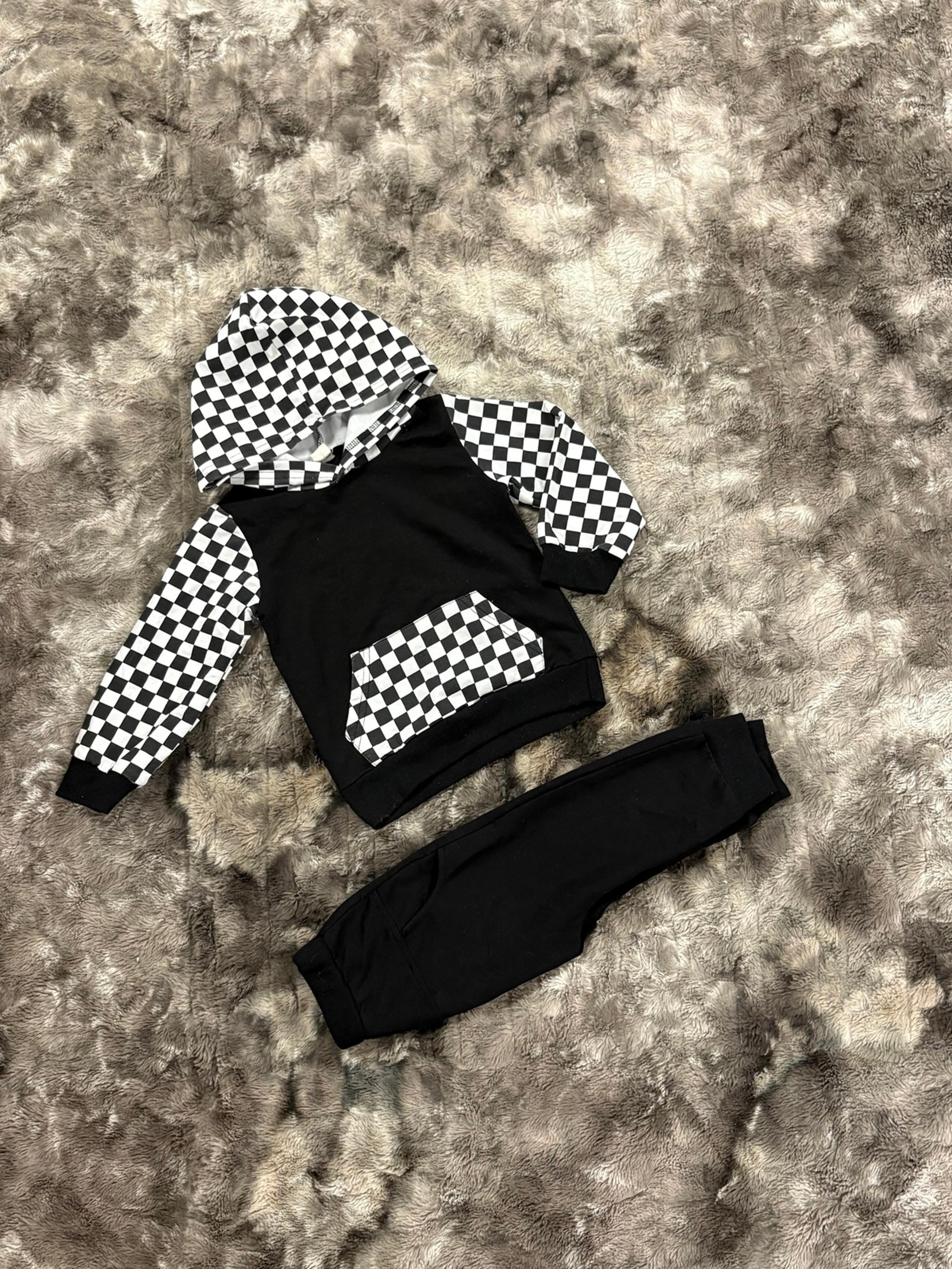 Checkered Harem Set | Black & White Hoodie & Joggers NEW!