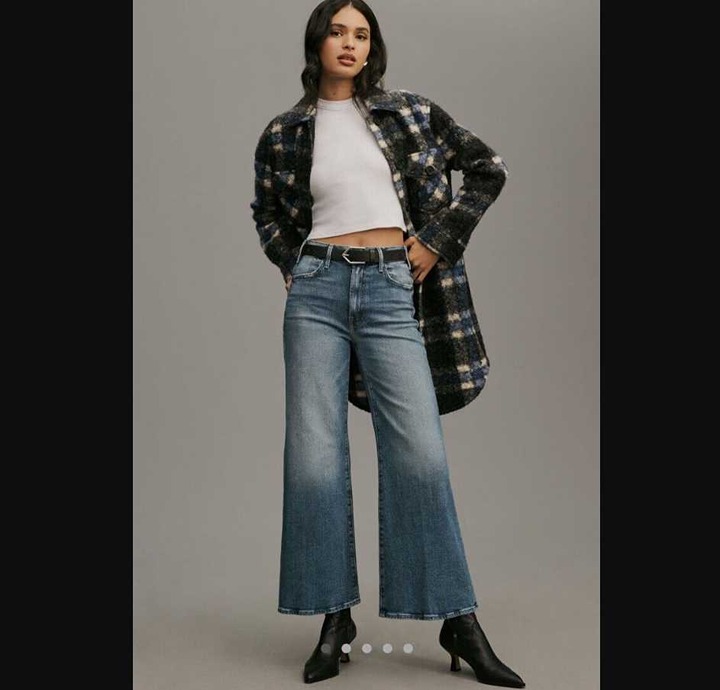 New 34 Mother x Anthropologie The Hustler Roller Ankle High on the Hog jeans