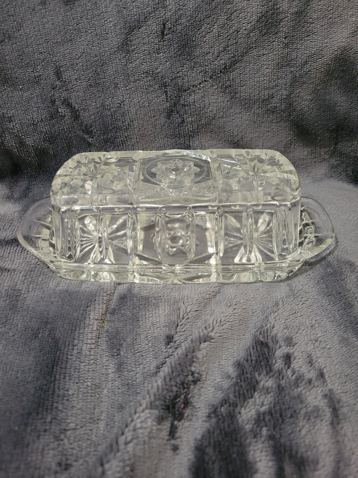 Anchor Hocking Star of David Covered Butter Dish - PRICE INCLUDES FAST SHIPPING!