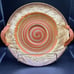 Art Pottery Dish Orange Spiral Edged With Birds Leaves & Shells Czechoslovakia