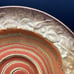 Art Pottery Dish Orange Spiral Edged With Birds Leaves & Shells Czechoslovakia