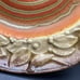 Art Pottery Dish Orange Spiral Edged With Birds Leaves & Shells Czechoslovakia