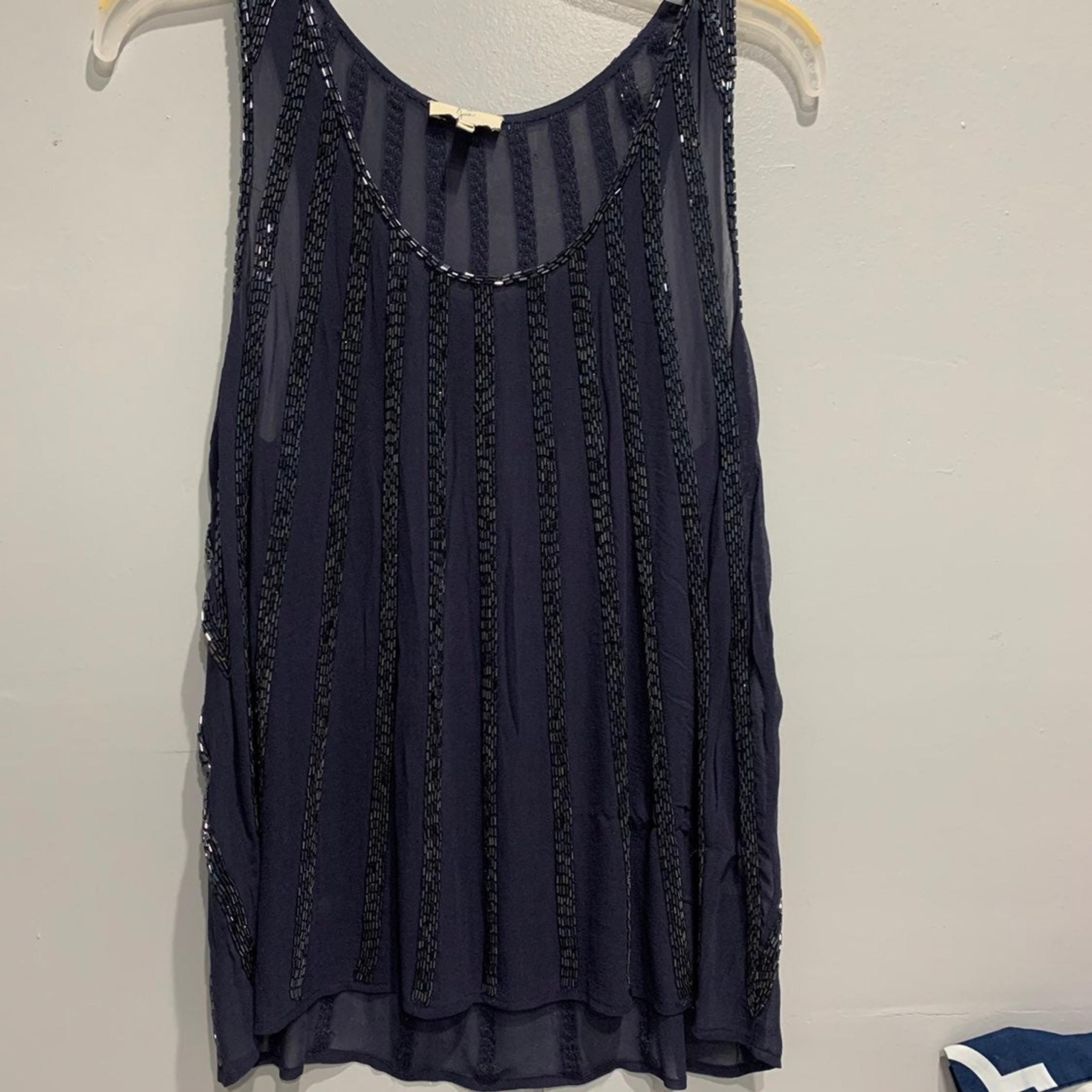 Joie Blue Beaded Tank Top