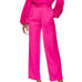Lovers + Friends Satin Wide Leg Pant Barbie Pink XS Trouser High Rise 228 NEW