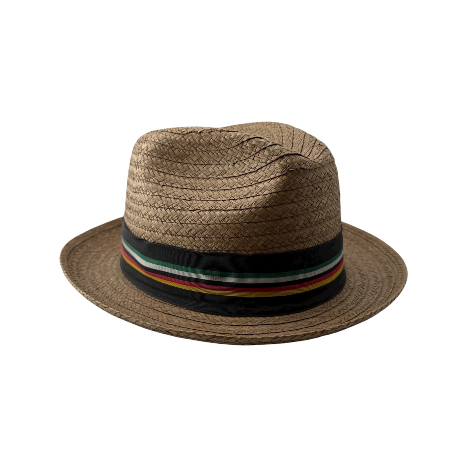 Vintage Stetson Cocoanut Straw Fedora Hat 7 1/4 Grandpacore Ribbon Band