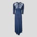 La Femme Ruched Twist Column Gown in Navy