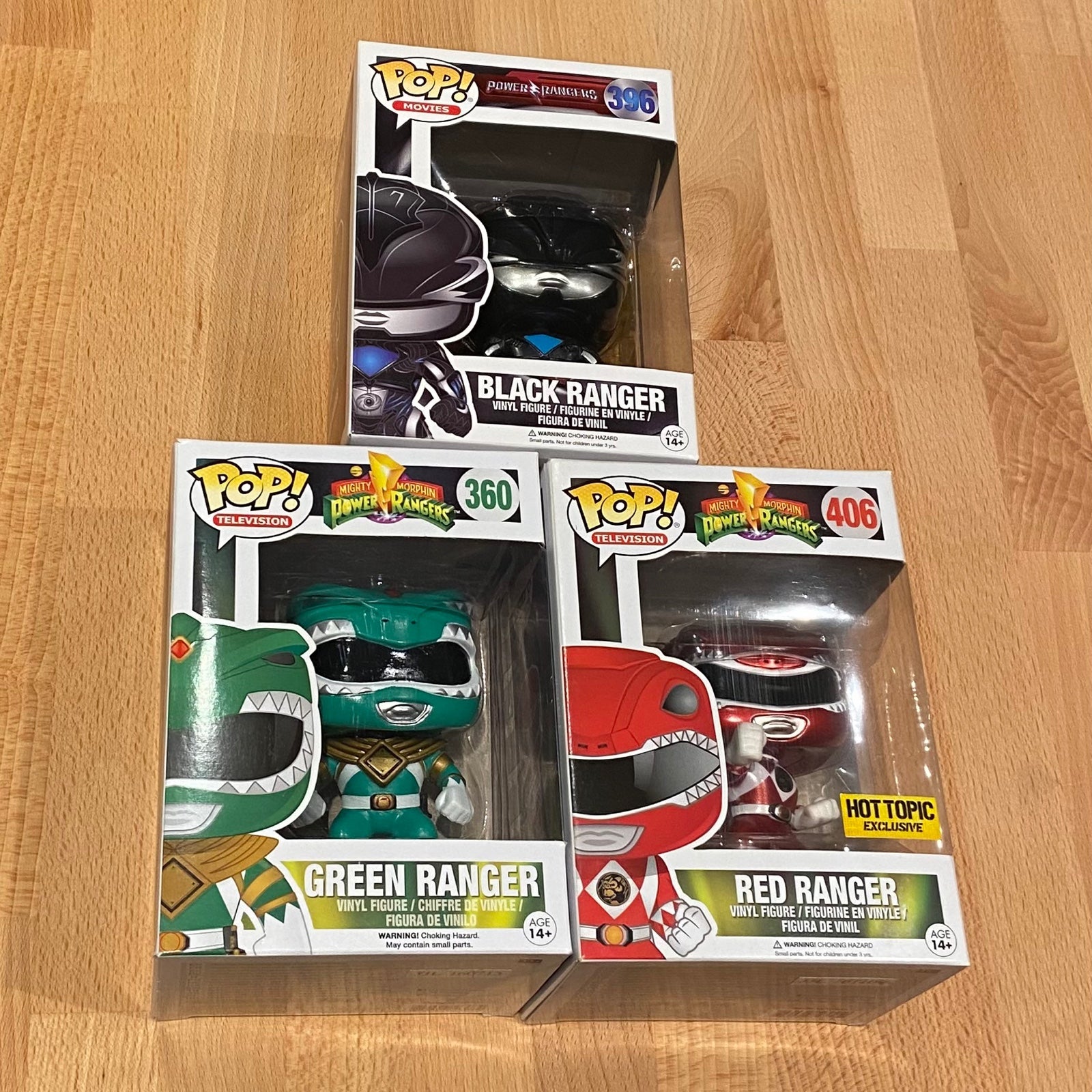 Funko Pop Mighty Morphin Power Ranger Lot Green Red Black