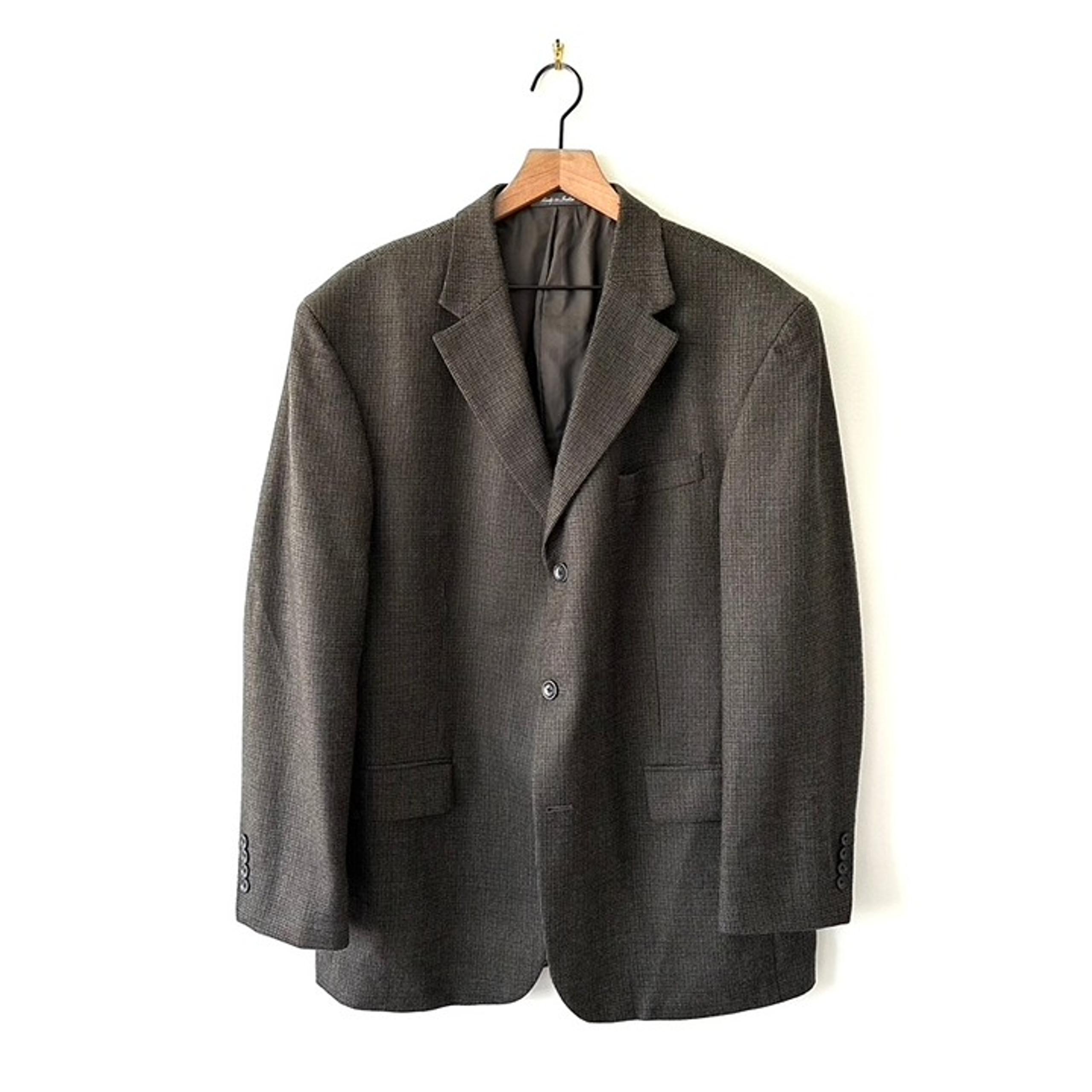 Oscar De La Renta Men’s Houndstooth 100% Lambswool Blazer Jacket Tan Size 44R