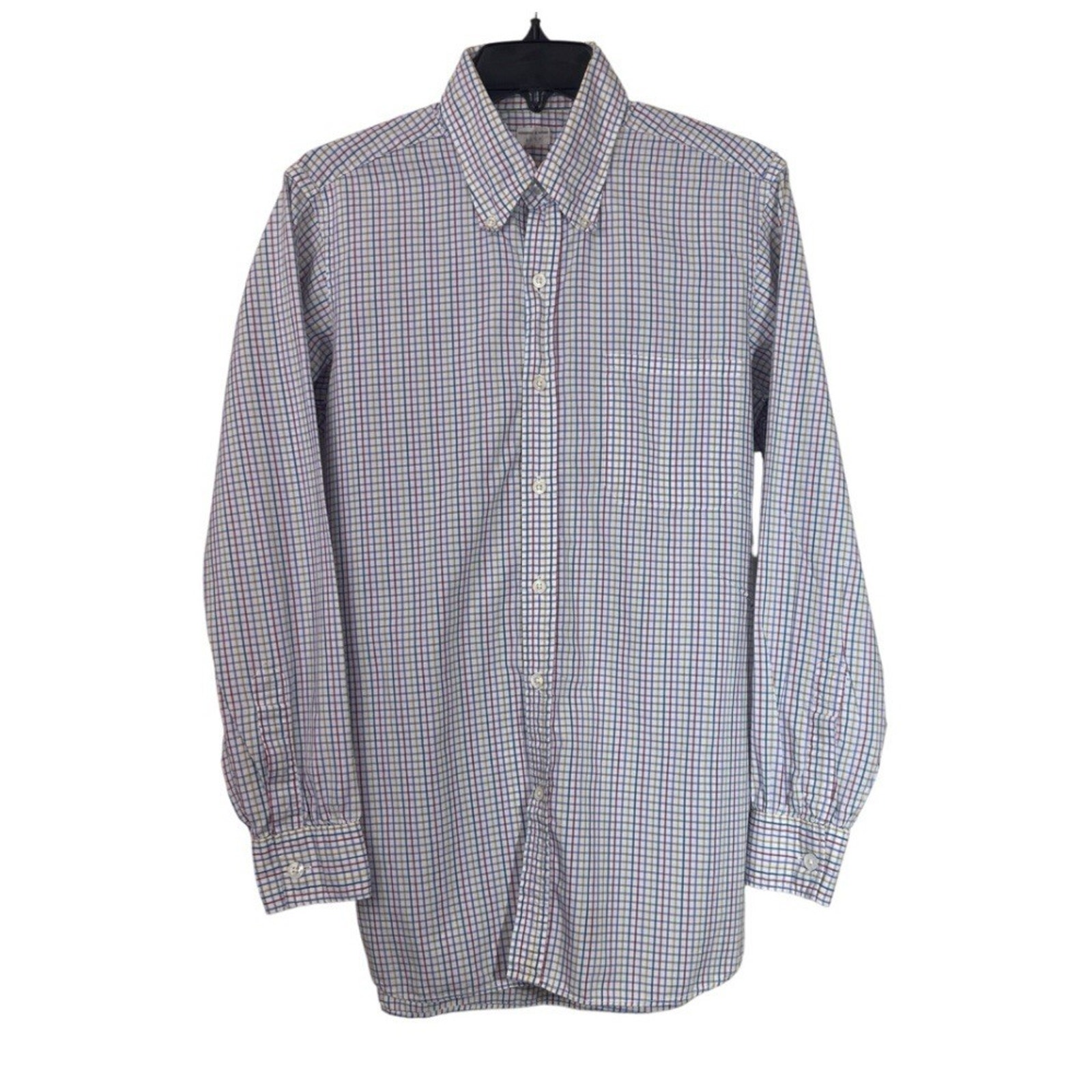 Turnbull & Asser Button Up Shirt Mens L Plaid Vintage Long Sleeve England Made