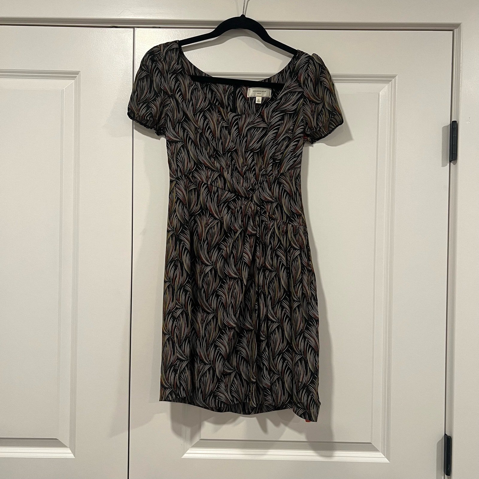 Anthropologie Moulinette Soeurs Women's Cap Sleeve Dress Black 100% Silk Size 2