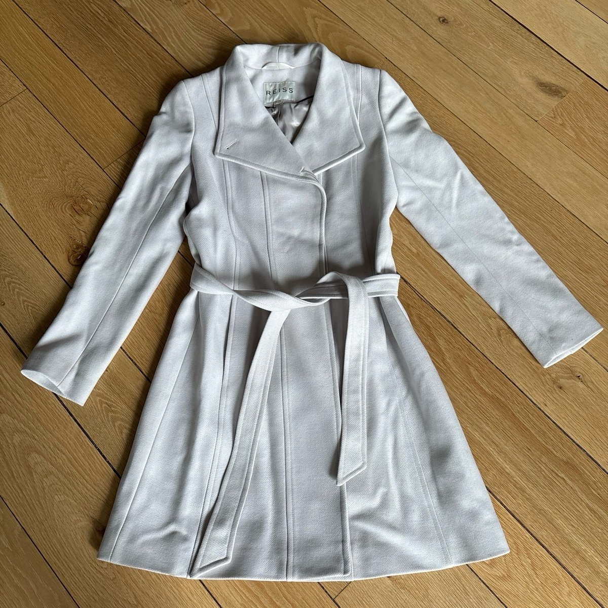 Reiss Loire Belted DNA Wool Belted Coat Light Grey/Stone Size S