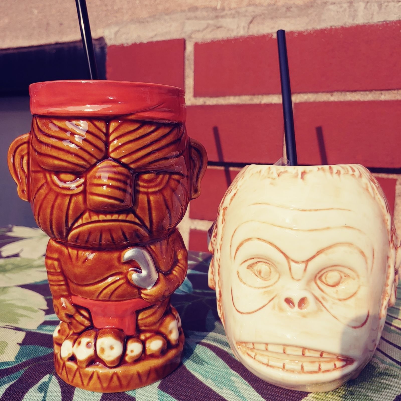 Set of two Tiki Mugs. Zombie Monkey Hea