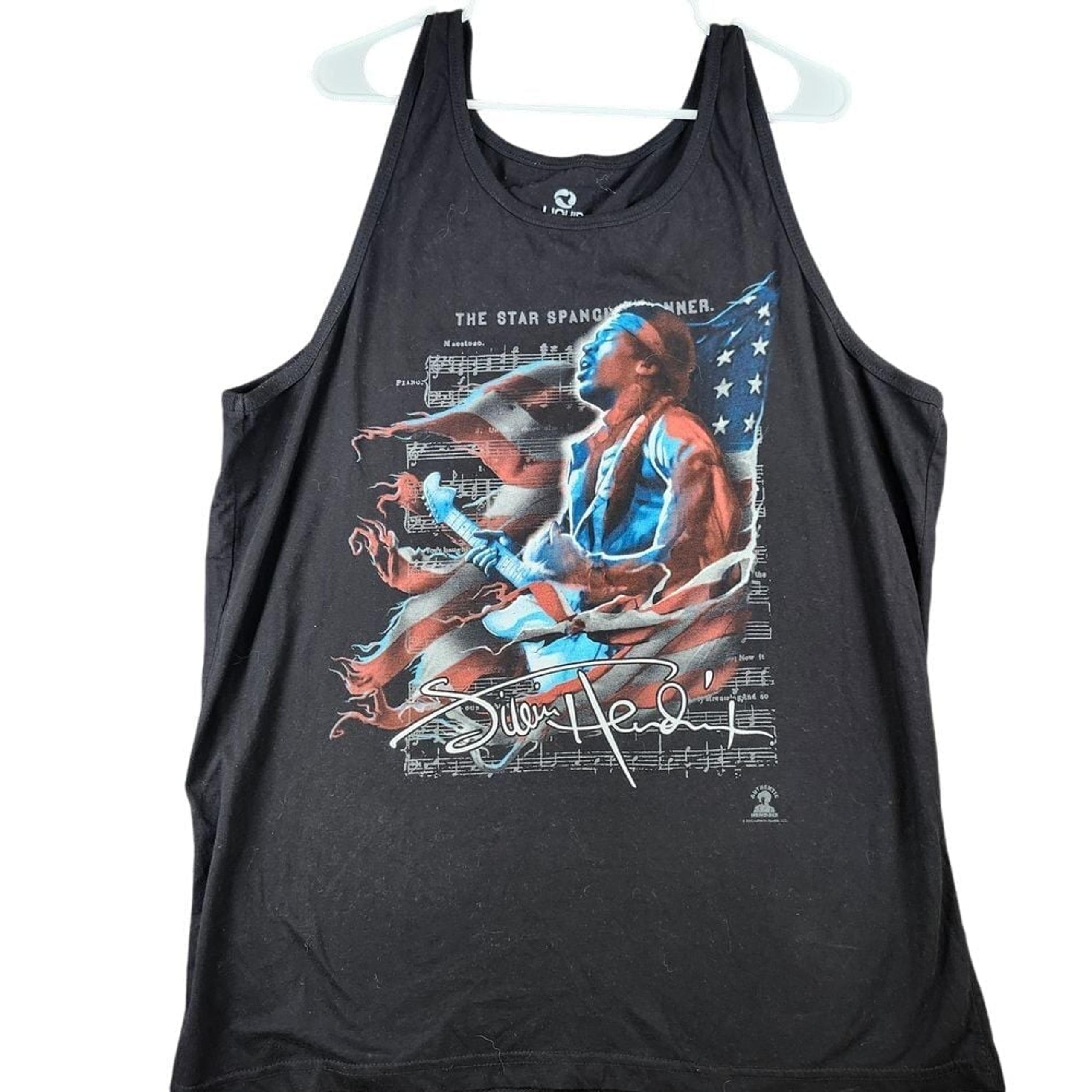 Liquid Blue Jimi Hendrix Star Spangled Banner National Anthem Tank Top Shirt 2XL