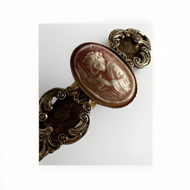 Antique Victorian Cameo gold filled bangle bracelet Size 6.5” A11