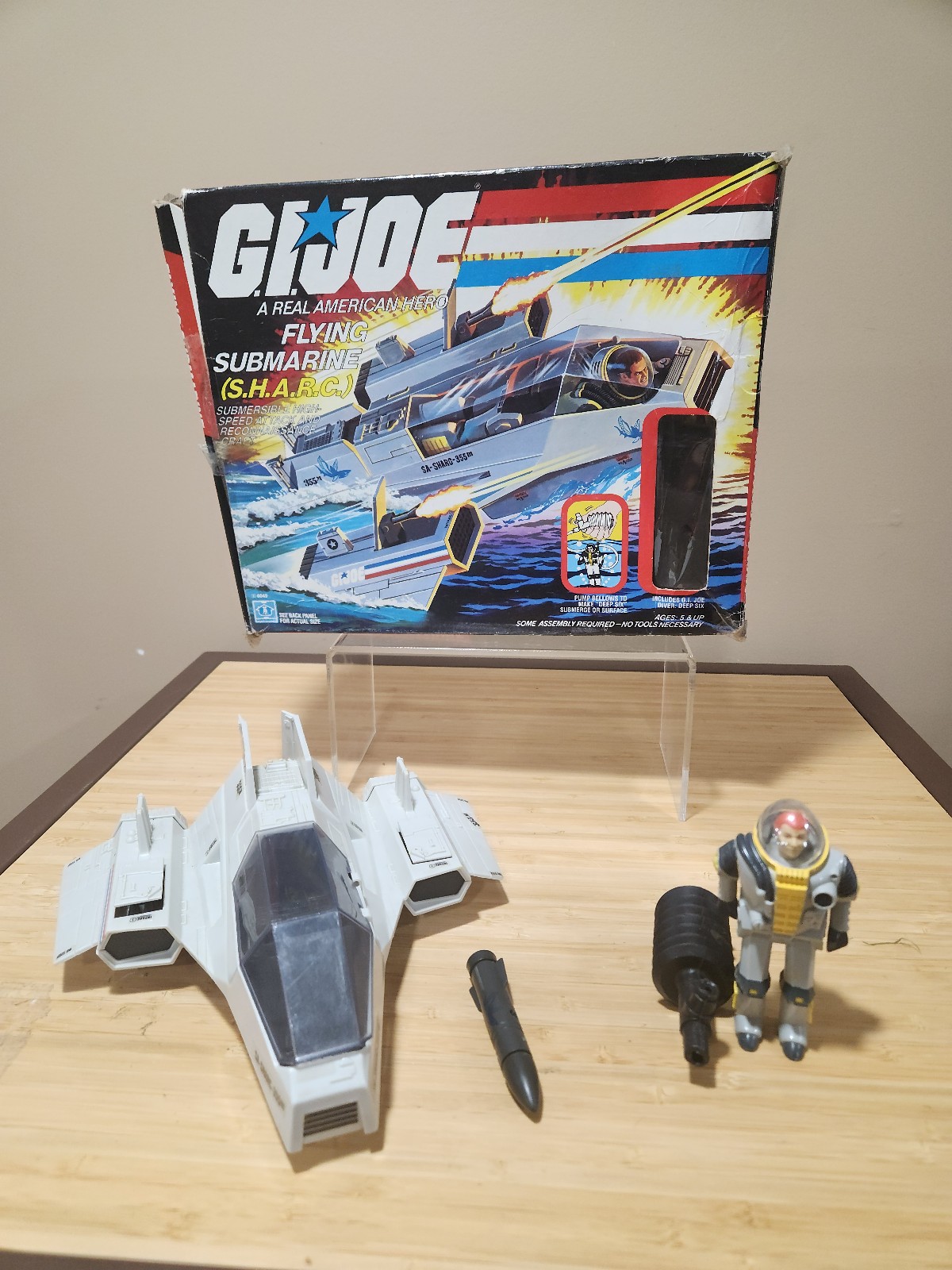 1984 Hasbro GI JOE SHARC Submarine Deep Six ARAH BOX Incomplete