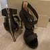 Sergio Rossi brown elastic high heel sandal