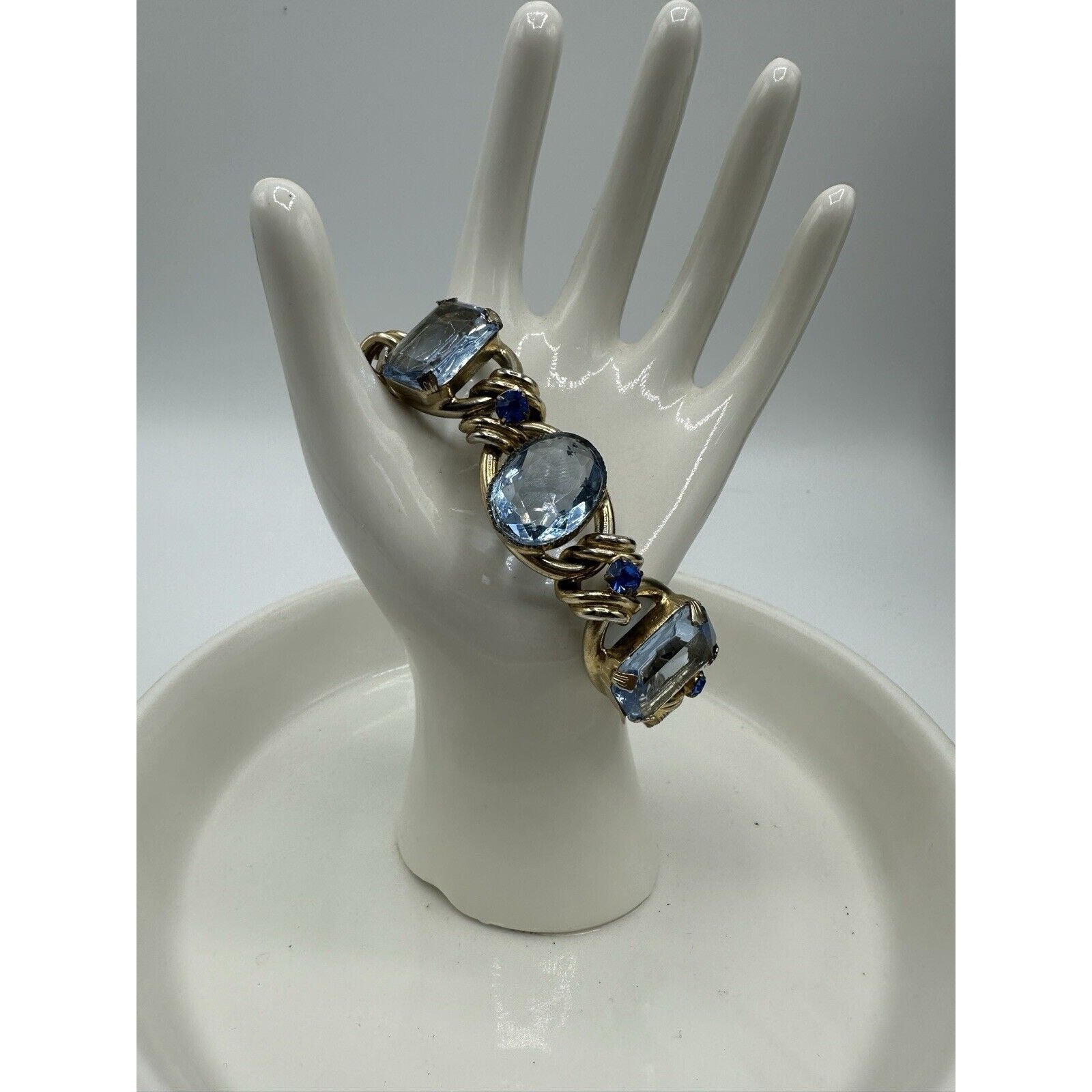Vintage Henkel & Grosse For Christian Dior Blue Rhinestone Bracelet 7”