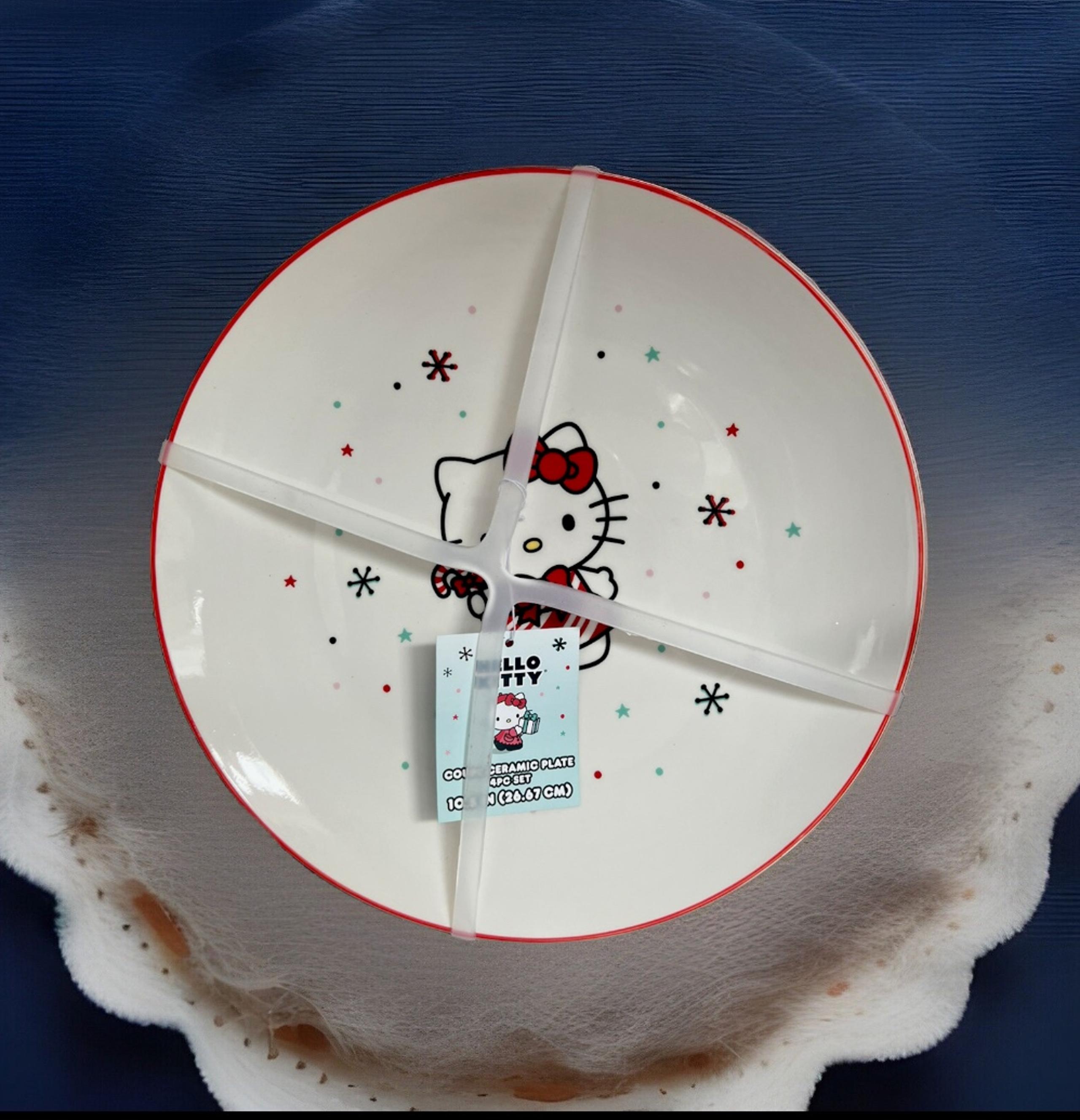 Sanrio Hello Kitty Christmas Dinner Plate Set Of 4 Candy Cane