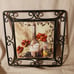 3 Vintage Metal Framed Ceramic Tile Wine and Grapes Wall Hanging Art