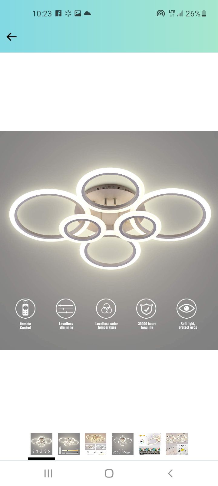 Vander 6 ring LED dimmable ceiling light