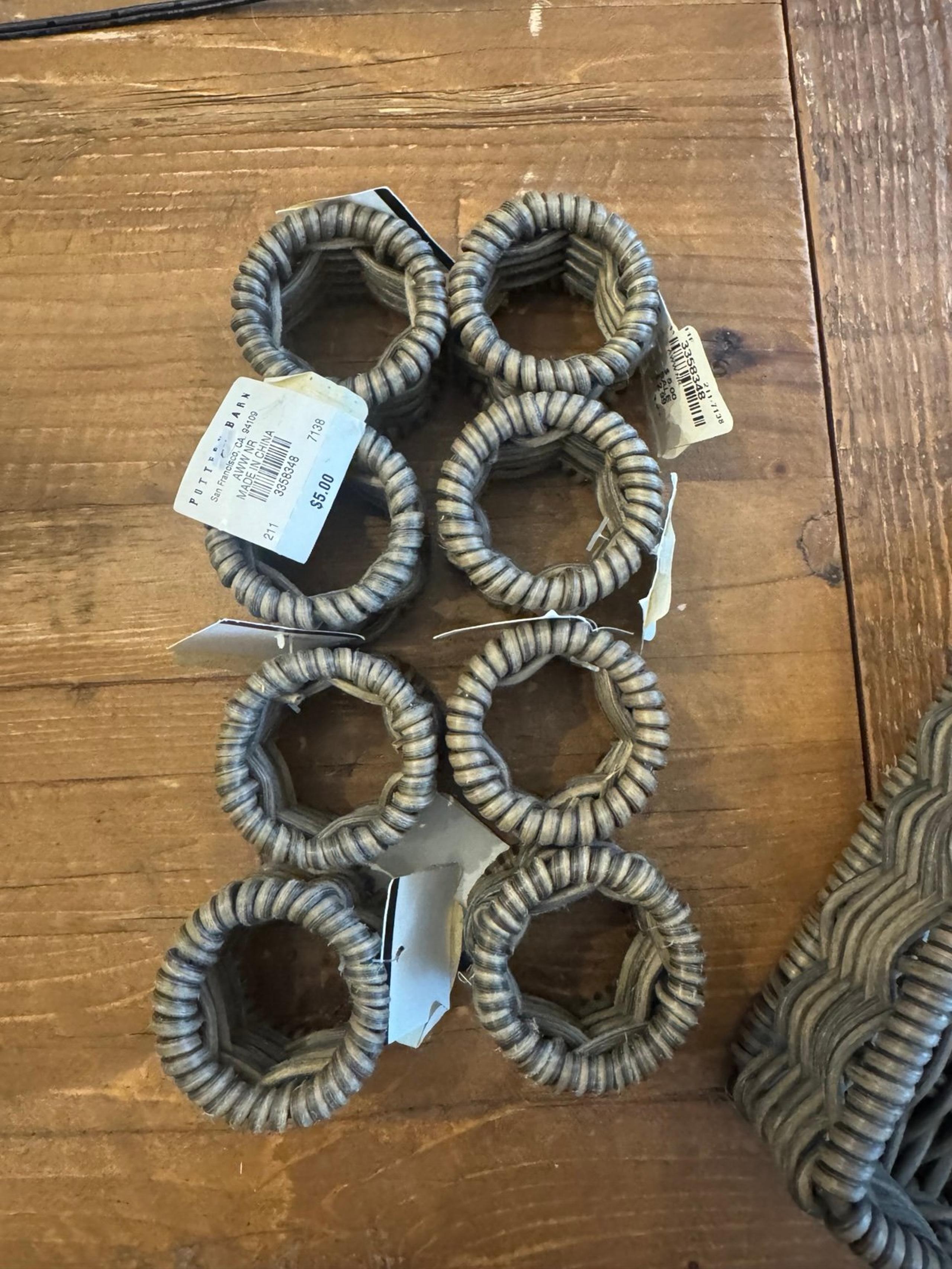Wicker pottery barn napkin rings set of 8