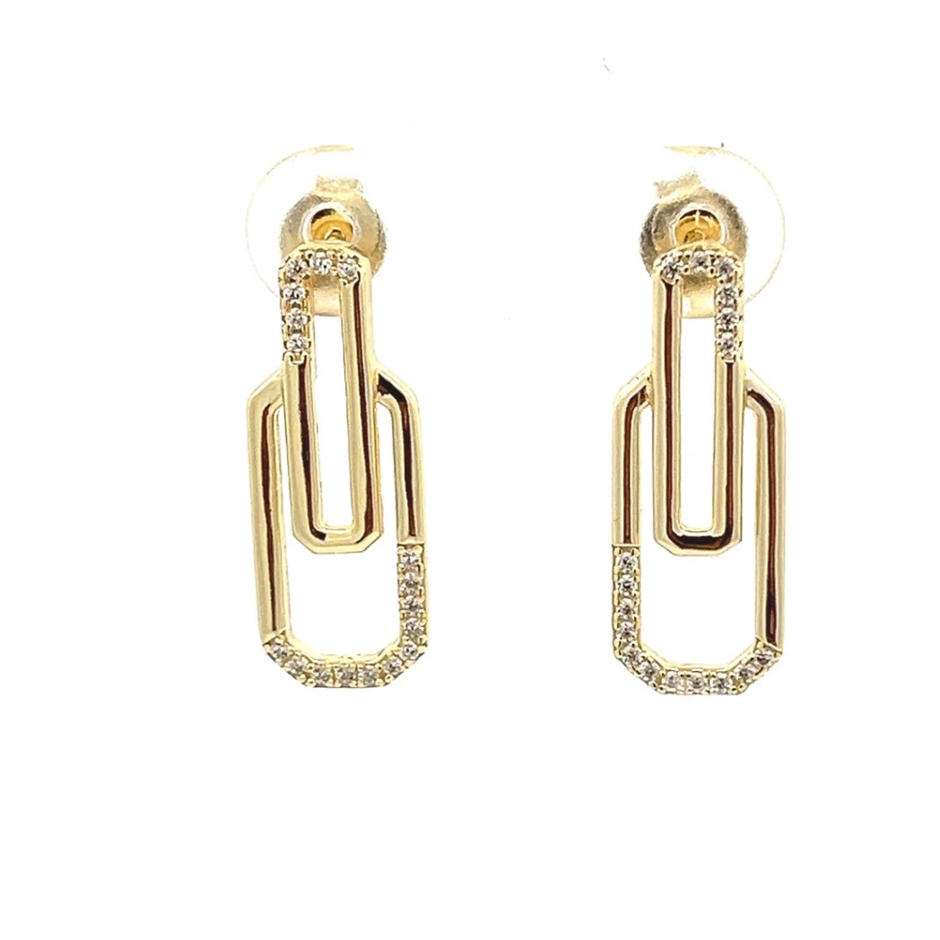Stylish Two-Link Paperclip Earrings Modern Minimalist Jewelry Trendy